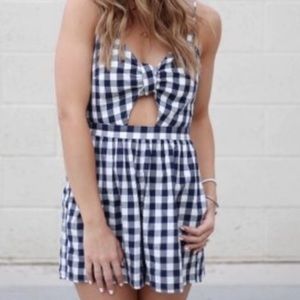American Eagle gingham keyhole romper
